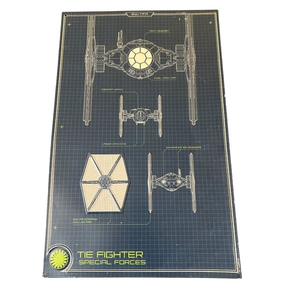 Star Wars TIE Fighter Special Forces Blueprint Design Metal Sign 19" x 11.5" - Picture 1 of 5
